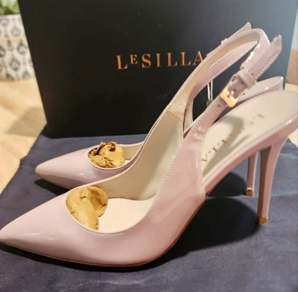 NIB Le Silla Chanel Kabir Phard Sling Back Stilletto Pump in Lavendar, Size 5 Shoes Upcycled Designer Gemz 