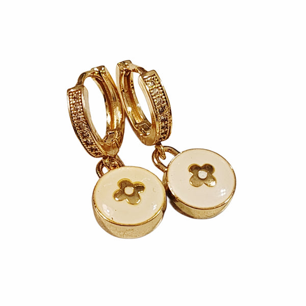 Reimagined LV Designer Charm Rhinestone Gold Earrings