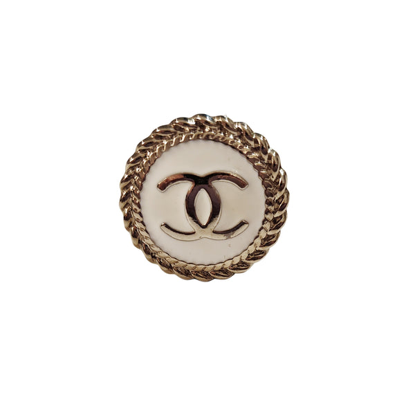 Reimagined Designer Button Ring - White & Gold