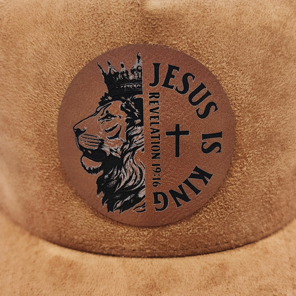 Suede Adjustable Baseball Caps Trucker Hats With Vegan Leather Lion of Judah Patch, Unisex