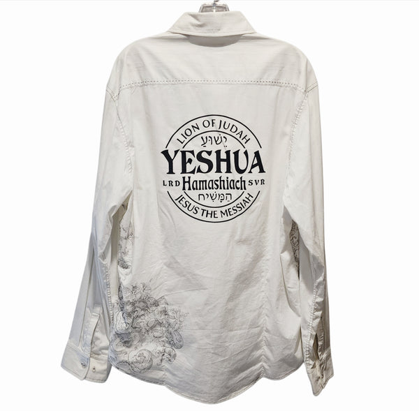 Yeshua Hamashiach Custom Upcycled Shirt, Men's 2X