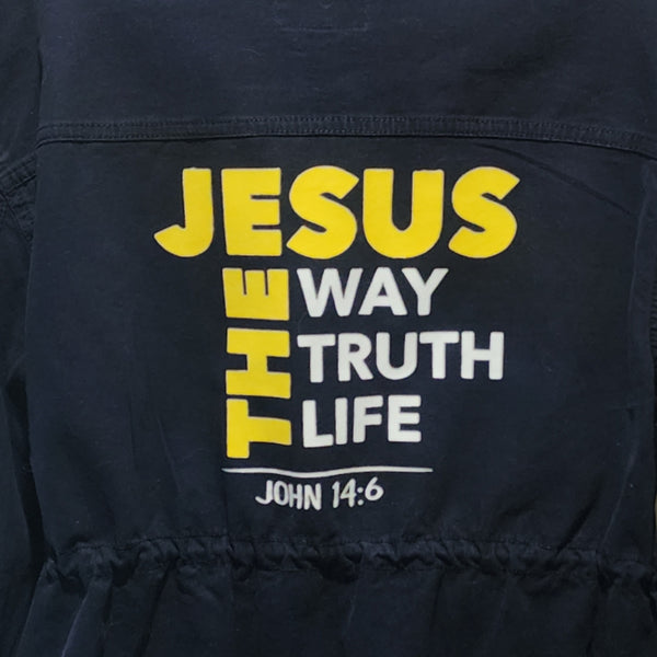 Jesus The Way The Truth The Life Upcycled Lightweight Navy Safari Jacket