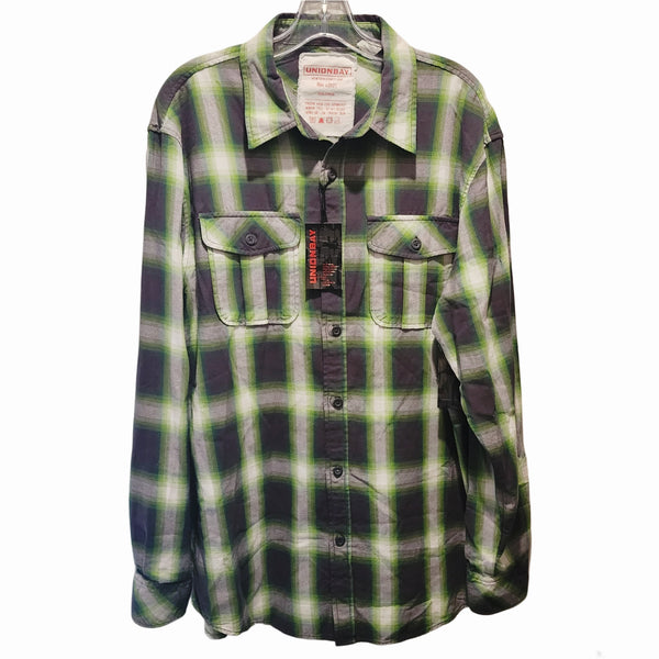 Man of Faith Lion of Judah Green Plaid Shirt, Men's XL