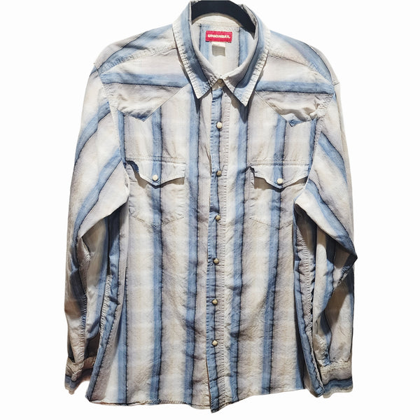 Yeshua Hamasiach Custom Upcycled Western Pearl Snap Button Shirt, Men's XL