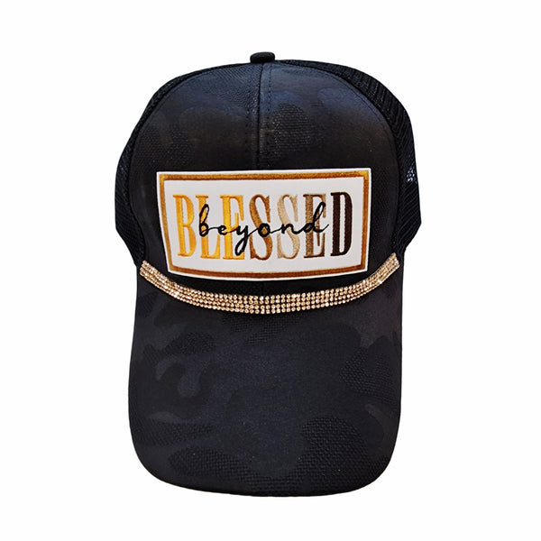 Blessed Bling Snap Mesh Back Black Camo Cap, OS Unisex
