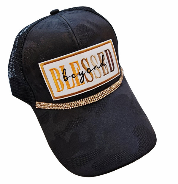 Blessed Bling Snap Mesh Back Black Camo Cap, OS Unisex