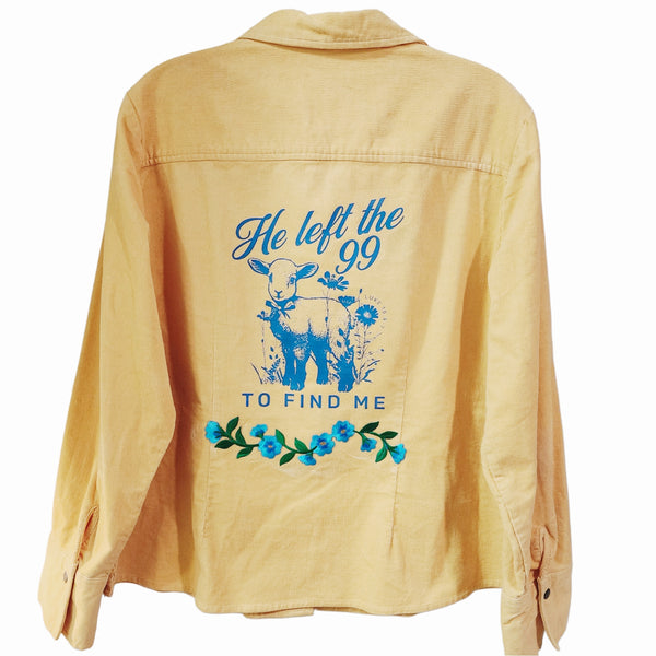 He Left The 99 To Find Me Custom Upcycled Yellow Small Corduroy Blazer Jacket, Women's XL