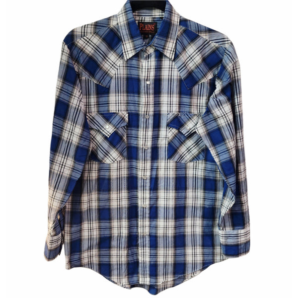 Love Like Jesus Custom Upcycled Plaid Pearl Snap Button Western Shirt, Women's S