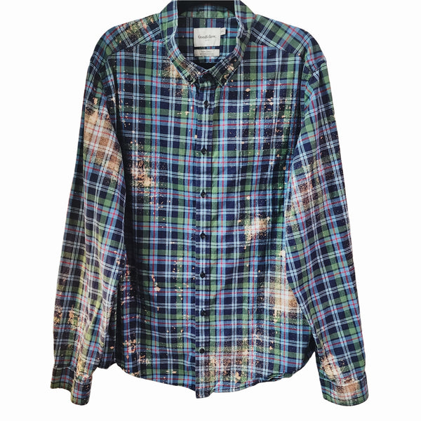Love Like Jesus Custom Upcycled Plaid Shirt, Women's 2X