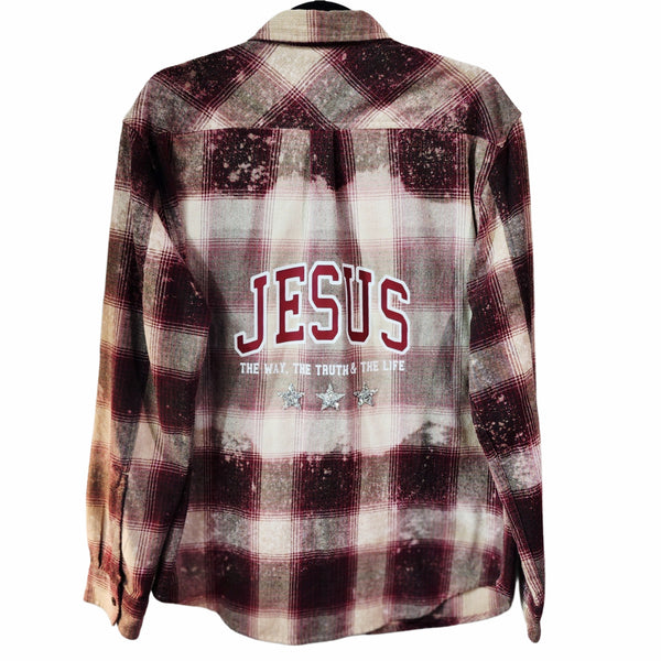 Jesus The Way The Truth The Life Custom Upcycled Plaid Shirt