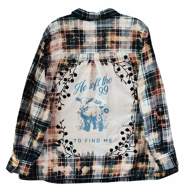 He Left The 99 To Find Me Custom Upcycled Tommy Hilfiger Plaid Shirt, Women's 1X