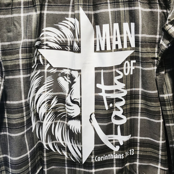 Man of Faith Lion of Judah Green Plaid Flannel Shirt, Men's XLT
