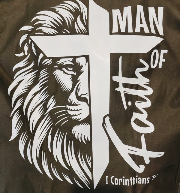 Man of Faith Lion of Judah Custom Upcycled Vintage Dutch Military Field Jacket, Men's M (Chest 40