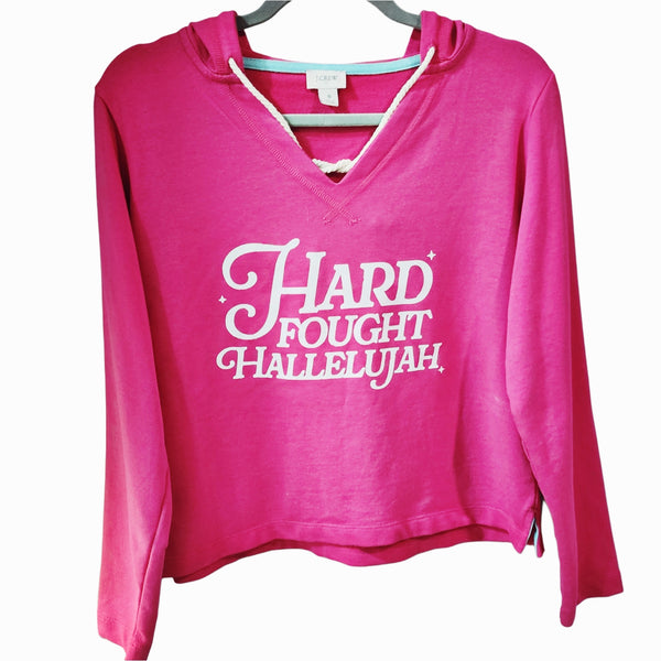 Hard Fought Hallelujah Upcycled Crop Hoodie, Women's S