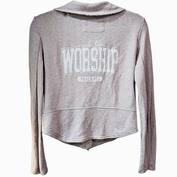 Made to Worship Upcycled Zip Soft Cropped Jacket, Women's S