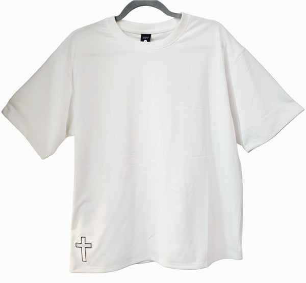 Psalm 91:4 Wings & Cross Back Print White T-Shirt, Men's