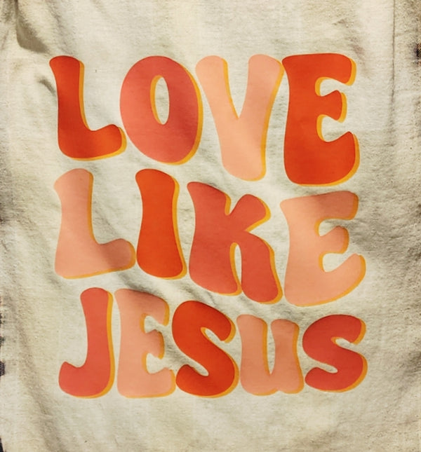 Love Like Jesus Custom Upcycled Plaid Flannel Shirt, Women's M