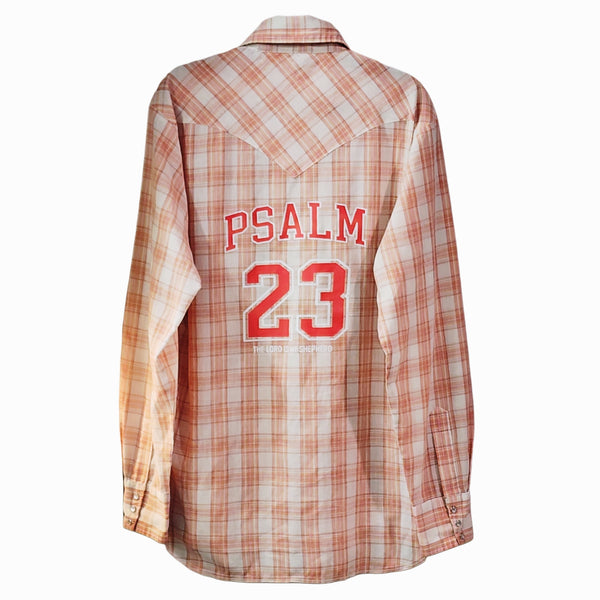 Psalm 23 The Lord Is My Shepard Plaid Western Pearl Snap Button Shirt, Unisex XL