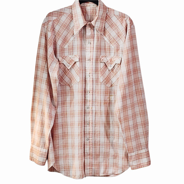 Psalm 23 The Lord Is My Shepard Plaid Western Pearl Snap Button Shirt, Unisex XL