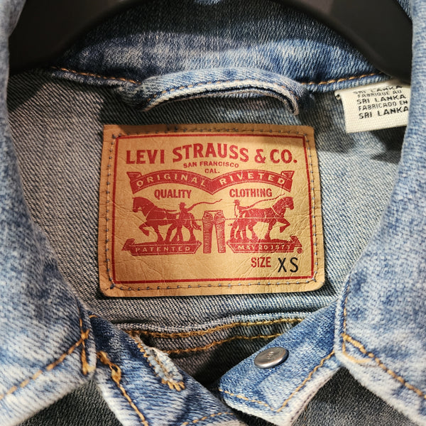 Christian Cross Custom Upcycled Jean Jacket, Women's XS
