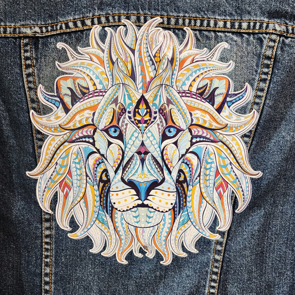 Yeshua The Lion of Judah Custom Upcycled Jean Jacket, Women's S
