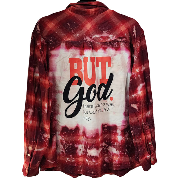 But God Made A Way Custom Christian Upcycled Plaid Shirt, Unisex XXL