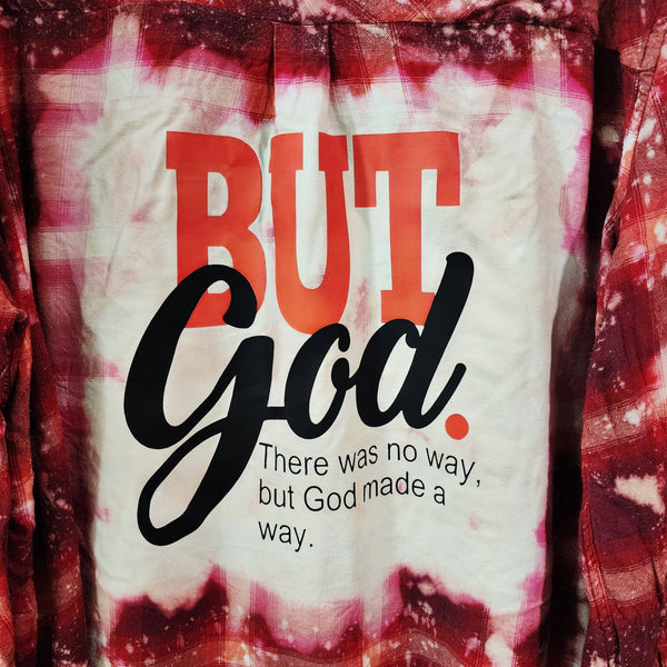 But God Made A Way Custom Christian Upcycled Plaid Shirt, Unisex XXL