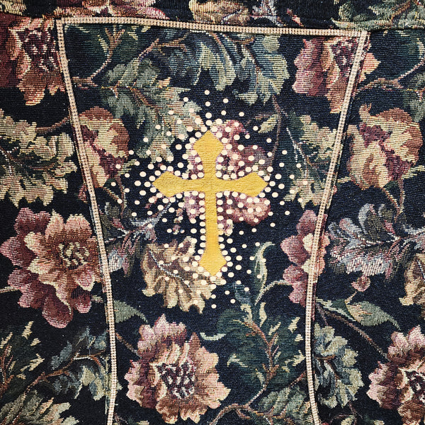 Let Your Light Shine with this Unique Christian Cross Embellished Brocade Jacket, Women's PM