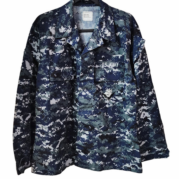 There is Power in The Name of Jesus U.S. Navy Digital Camo Jacket in Navy, Unisex M/L