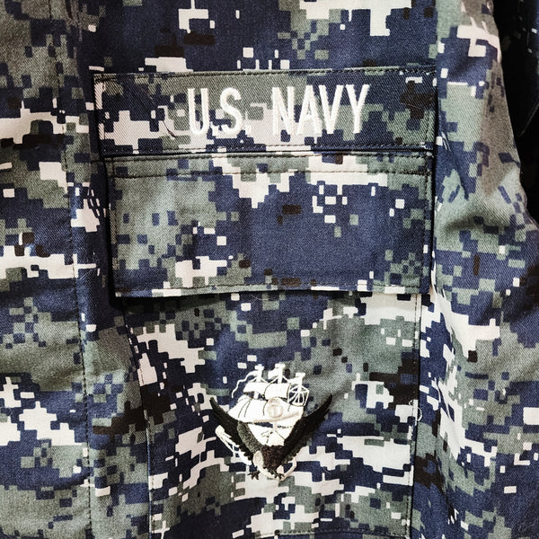 There is Power in The Name of Jesus U.S. Navy Digital Camo Jacket in Navy, Unisex M/L
