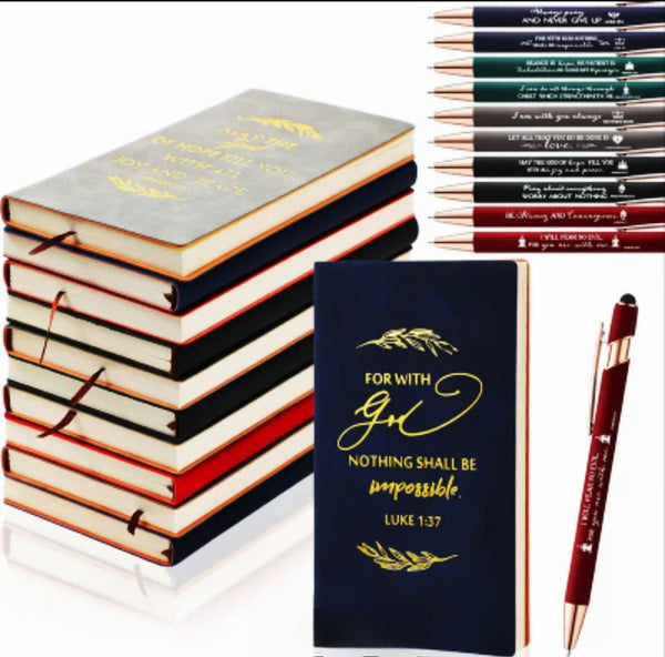 Christian Vegan Bible Verse Leather Journals with Matching Ink Pen