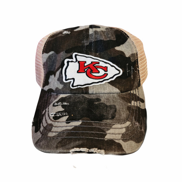 KC Chiefs Camo Mesh Trucker Hat Cap