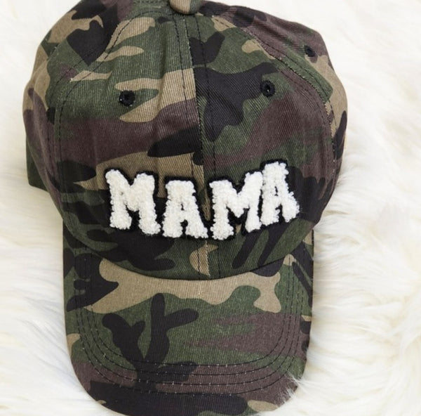 Chenille Mama Patch Camo Adjustable Cap