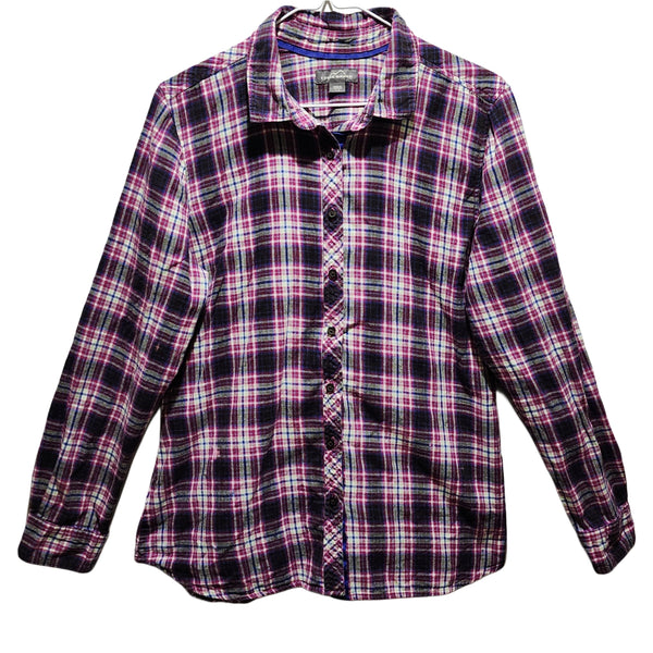 Love Like Jesus Custom Upcycled Plaid Shirt, Women's S