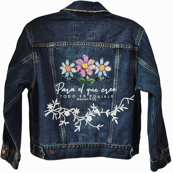 Para El Que Cree Todo Es Posible (For All Who Believe Everything Is Possible), Custom Upcycled Vintage Levi's Jean Jacket, Women's S