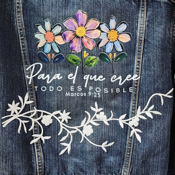 Para El Que Cree Todo Es Posible (For All Who Believe Everything Is Possible), Custom Upcycled Vintage Levi's Jean Jacket, Women's S