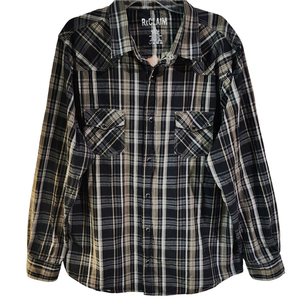 But God Custom Upcycled Plaid Flannel Shirt, Men's XL / Women's 2X