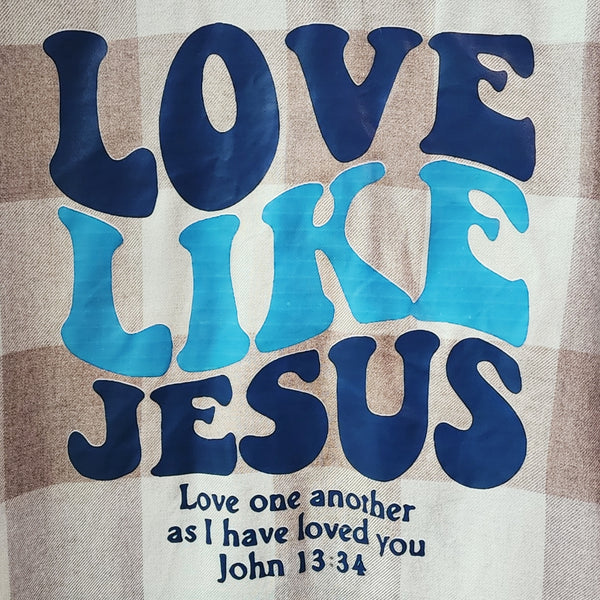 Love Like Jesus Plaid Shawl Shirt, Women's L