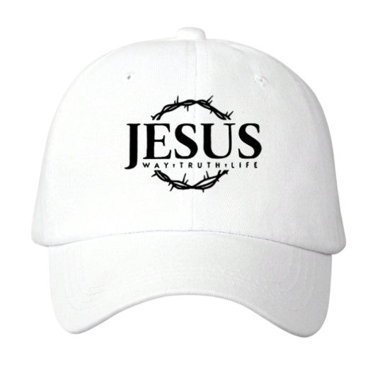 Jesus - Way, Truth, Life - Adjustable Baseball Cap in White, Unisex