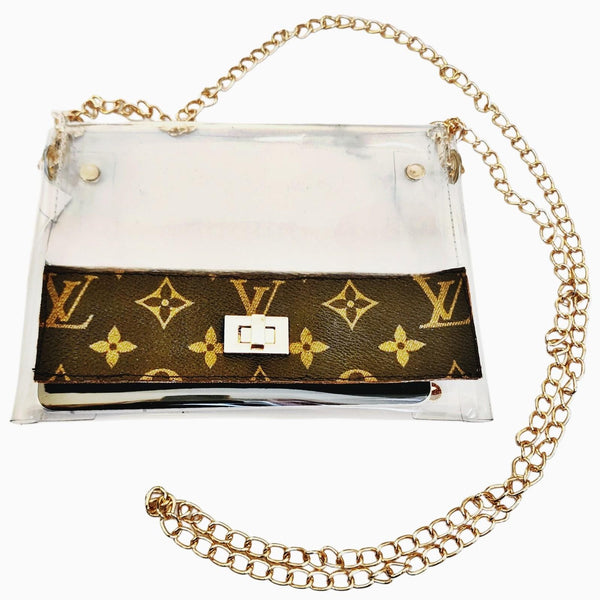 Repurposed LV Monogram Canvas on Stadium Crossbody Bag