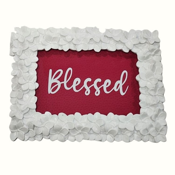 Blessed Magenta Vegan Leather with White Lettering in White 5x7 Jewelry Tray / Display Frame