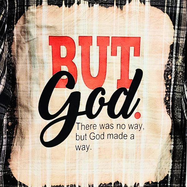 But God Custom Upcycled Plaid Flannel Shirt, Men's XL / Women's 2X