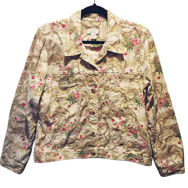 Love Like Jesus Custom Christian Upcycled Jacket with Floral Back Design, Size M