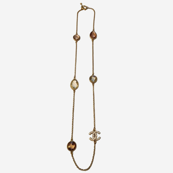 Pink & Clear Crystal Gem Upcycled Charm Necklace