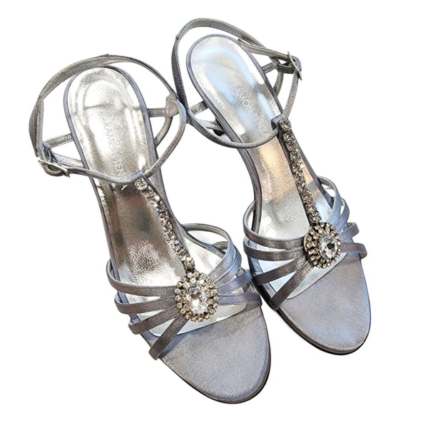 Ramontenza for Nordstrom Silver Rhinestone Embellished Heels, 7.5M