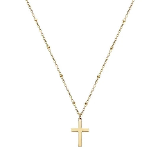 Minimalist Cross 304 Stainless Steel Pendant Necklace Gold Plated