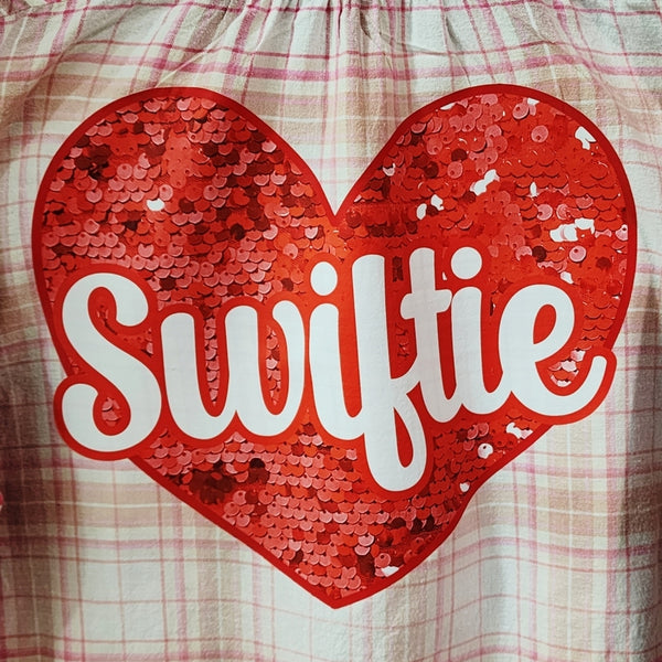 Swiftie Custom Upcycled Pink Plaid Shirt, Women's XL
