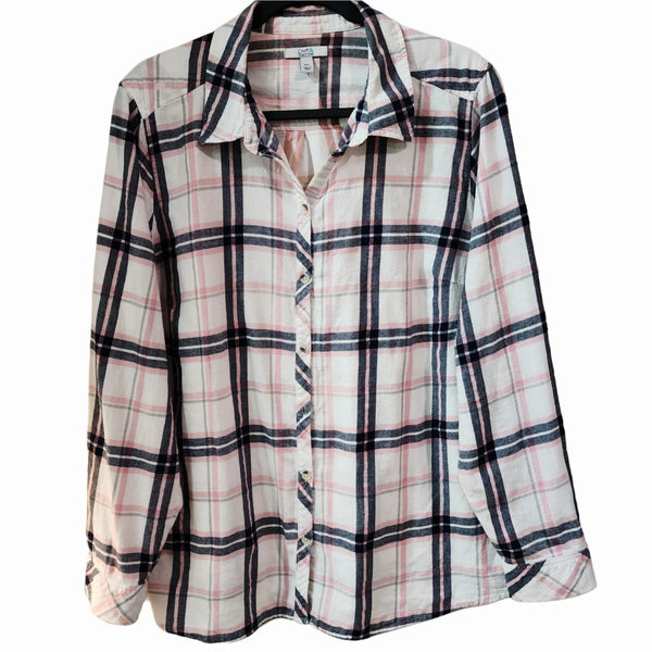 Love Like Jesus Custom Upcycled Christian Plaid Shirt, 2X