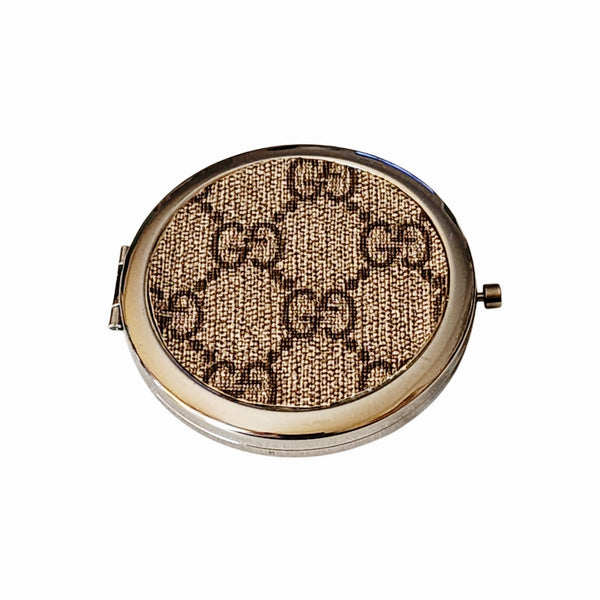 Repurposed GG Canvas Dual Mirror Compact - Silver