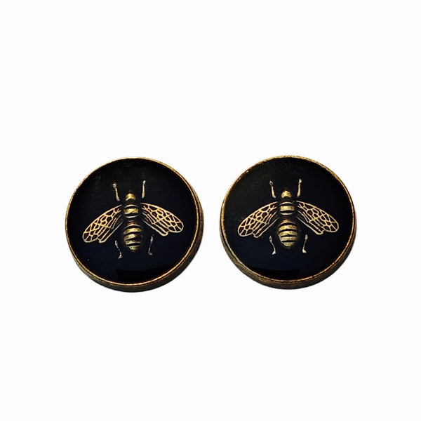 Vintage Gucci Bee Buttons Repurposed Into Cufflinks in Black